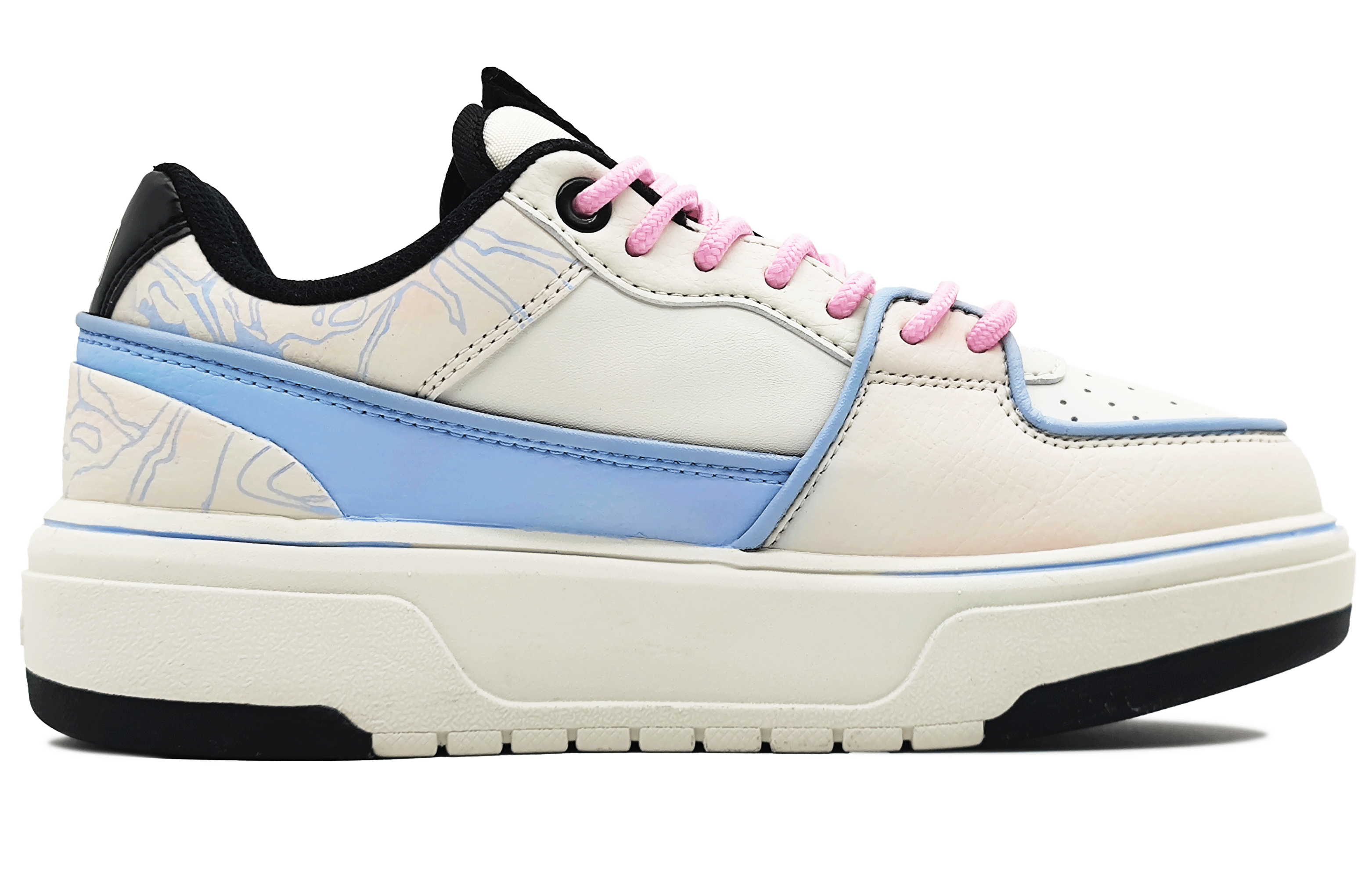 MLB Chunky Liner Heartfelt Manufacturing Wear-Resistant Height Increasing Low-Top Skateboard Shoes Unisex Pink White