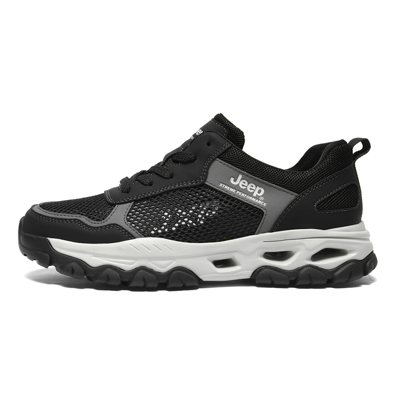 Jeep Cushioning, Slip Resistant, Abrasion Resistant, Breathable, Moisture Wicking Low Top Hiking Shoes Men's Black