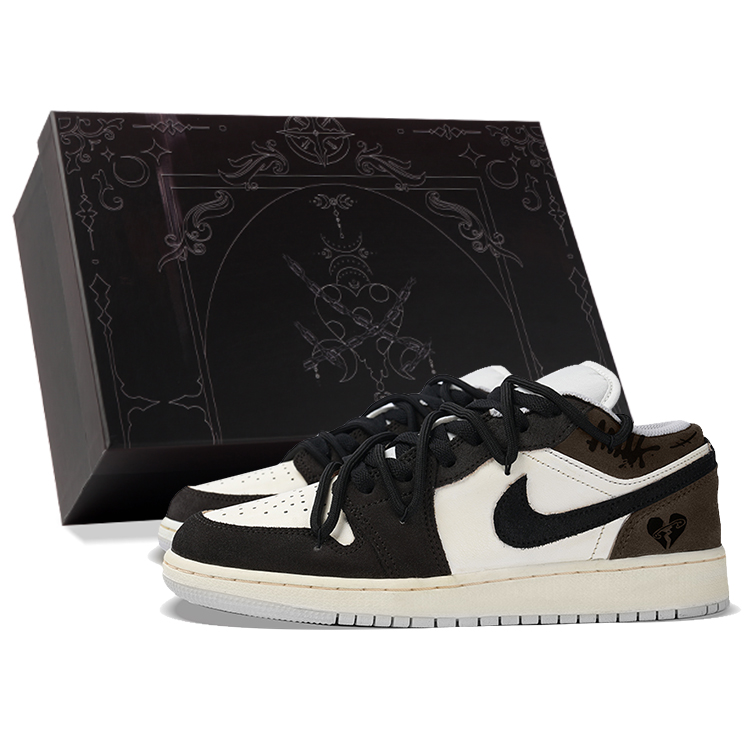 Jordan Air Jordan 1 Low-Top Skateboard Shoes Women's Black Brown