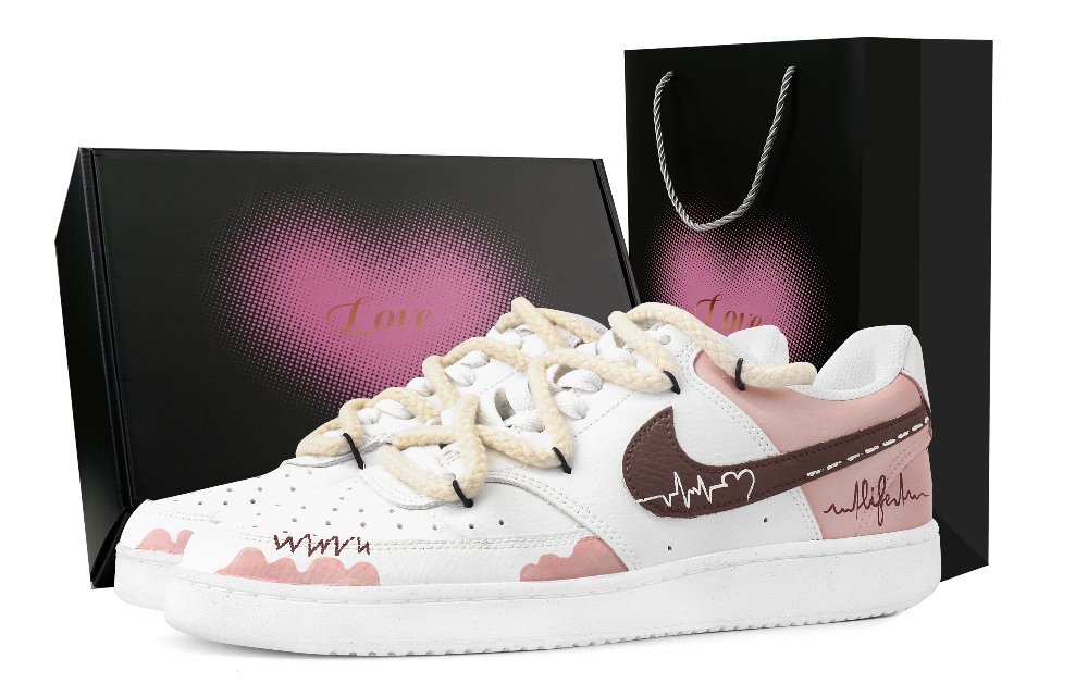 Nike Court Vision 1 Heartbeat Moments Abrasion Resistant Low Top Skateboard Shoes Men's Pink