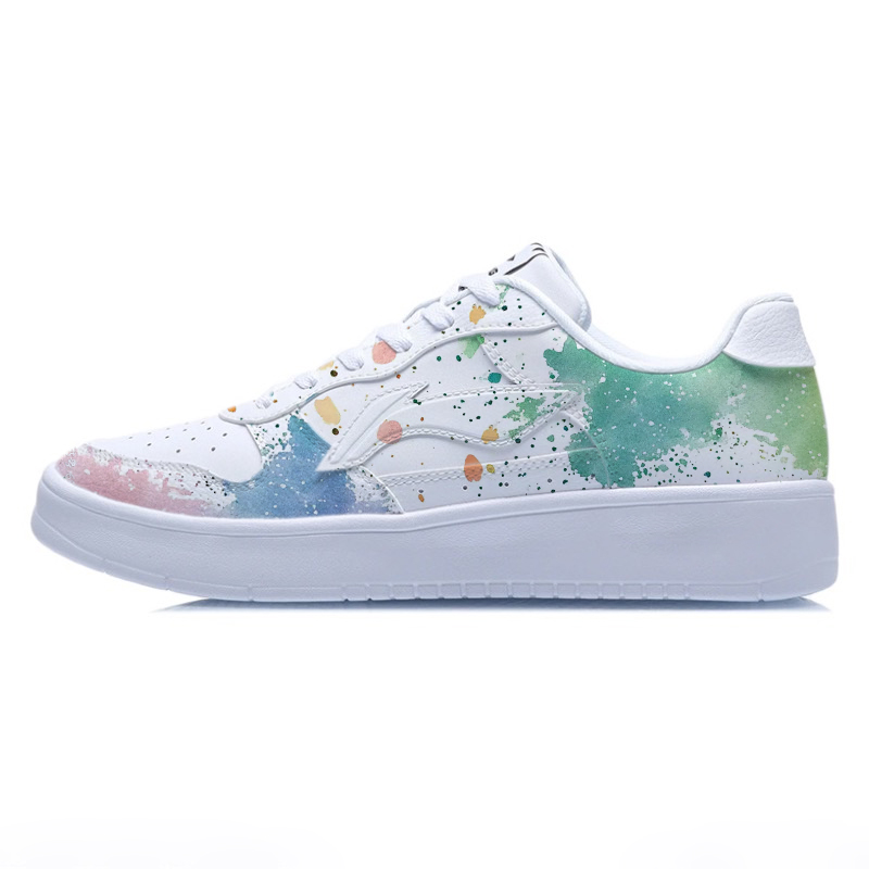 LiNing Pontoon Boats Cushioning Height Increase Low Top Skateboard Shoes Unisex White