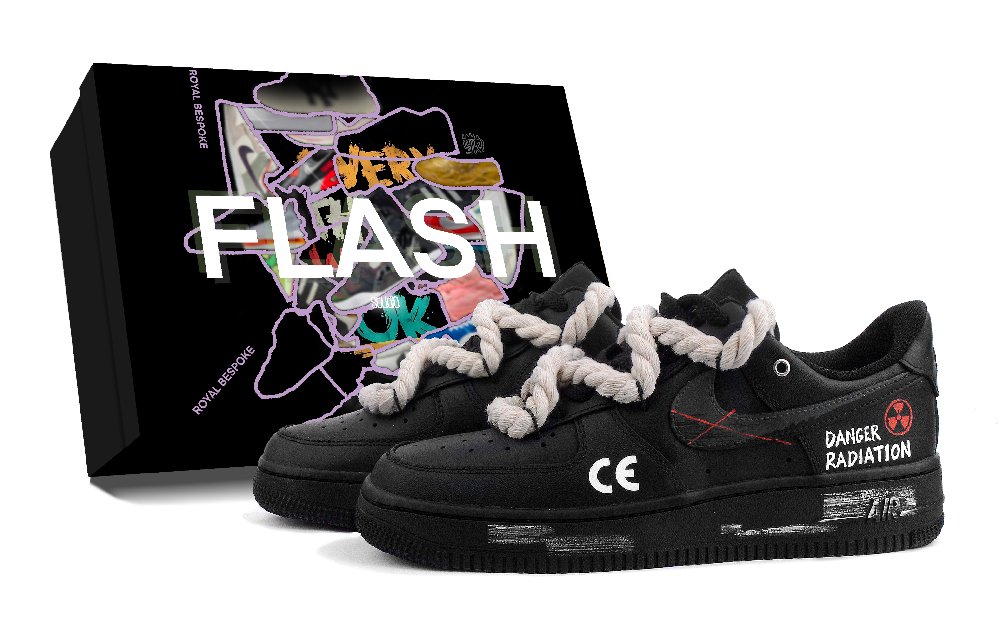 Nike Air Force 1 Nuclear Transformation, Box Included Abrasion Resistant Low Top Skateboard Shoes Unisex Black White