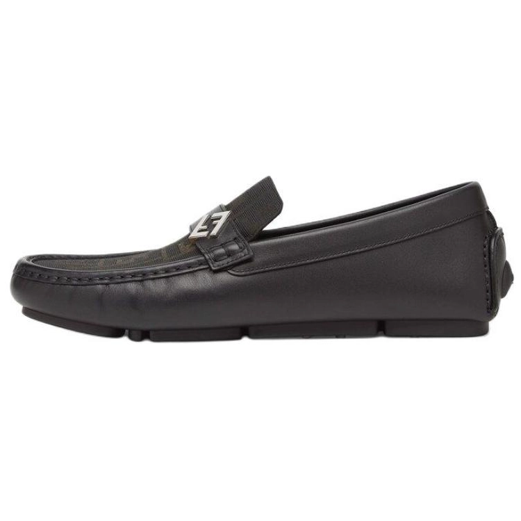FENDI Logo Plaque Monogrammed Loafers