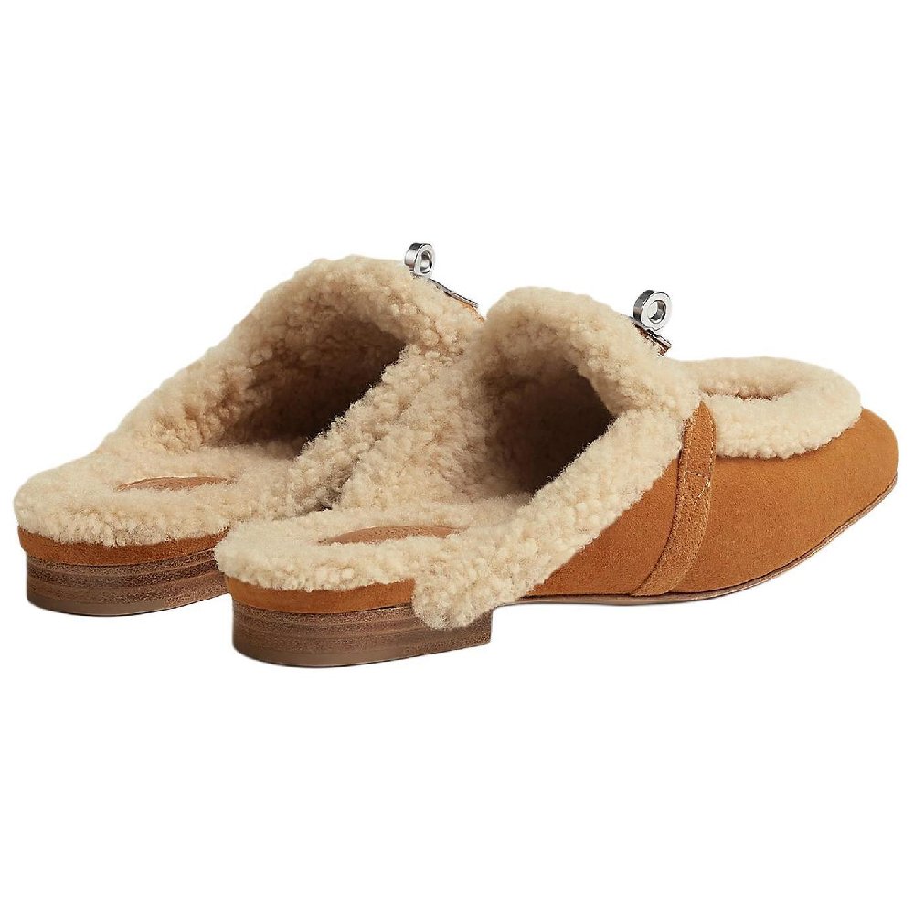 HERMES Oz Wrap-toe Slippers Women's Umber
