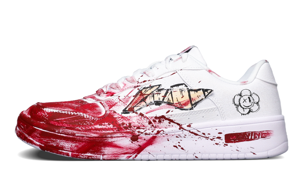 LiNing Pontoon Boats Anti-Slip And Wear-Resistant Breathable Low-Top Skateboard Shoes Men's White Red