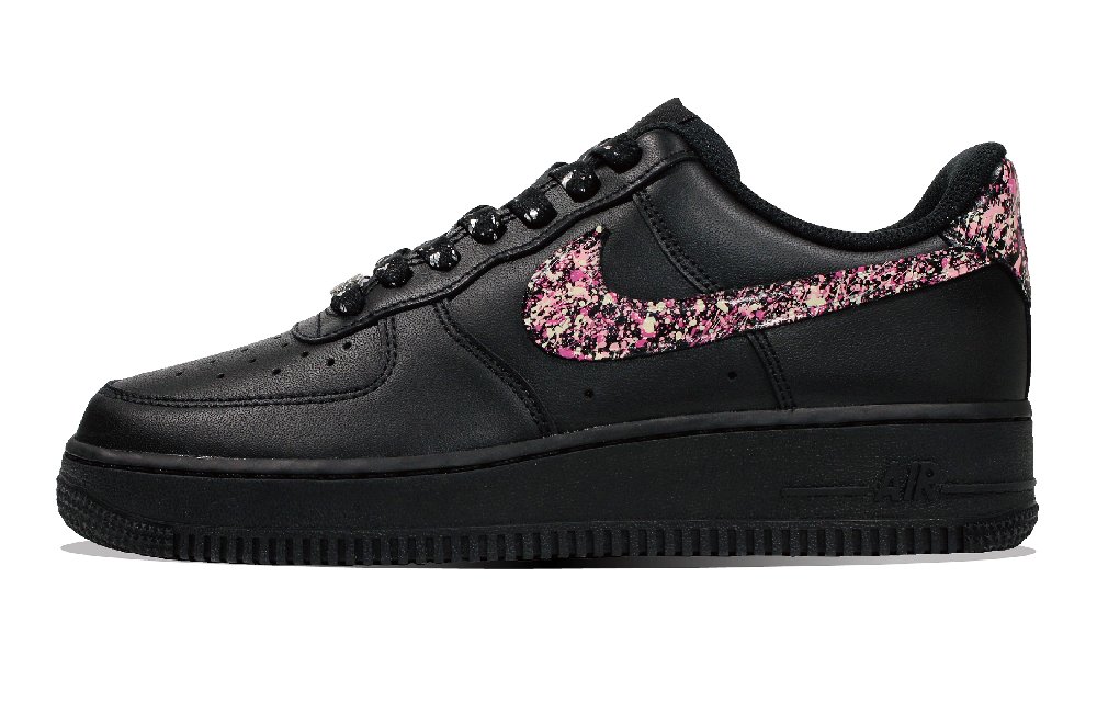 Nike Air Force 1 Air Force 1 Floral Star Spirit Low-Top Skateboard Shoes Unisex Black Pink