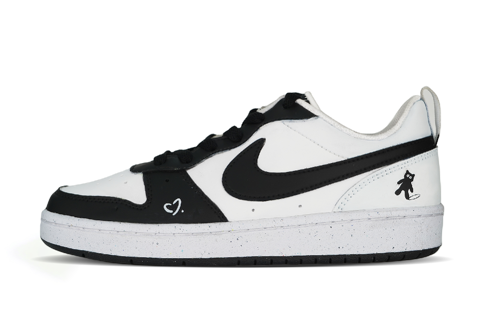 Nike Court Borough Low Top Skateboard Shoes GS Black White