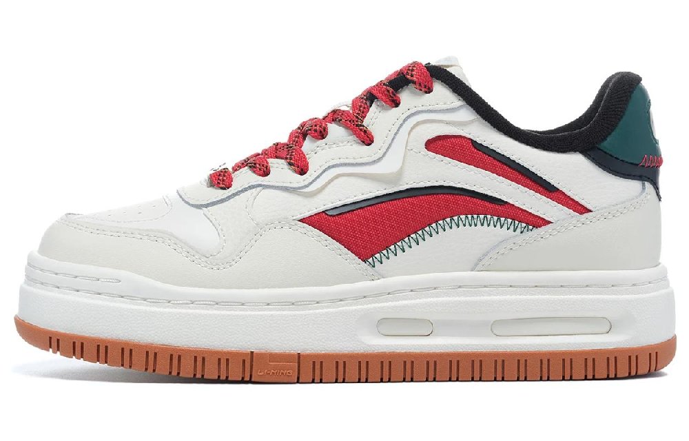 LiNing Future C1 Anti Slip Wear Resistant Low Top Skateboard Shoes Women's White Red Green