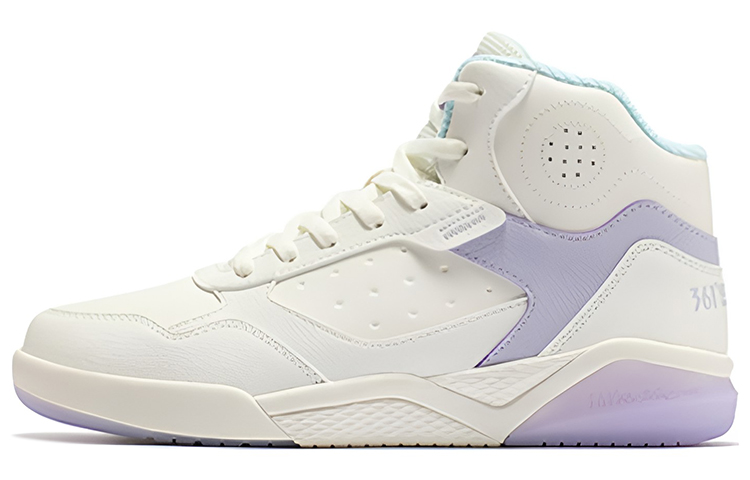 361° Anti-Slip And Wear-Resistant Breathable High-Top Skateboard Shoes Women's White Purple