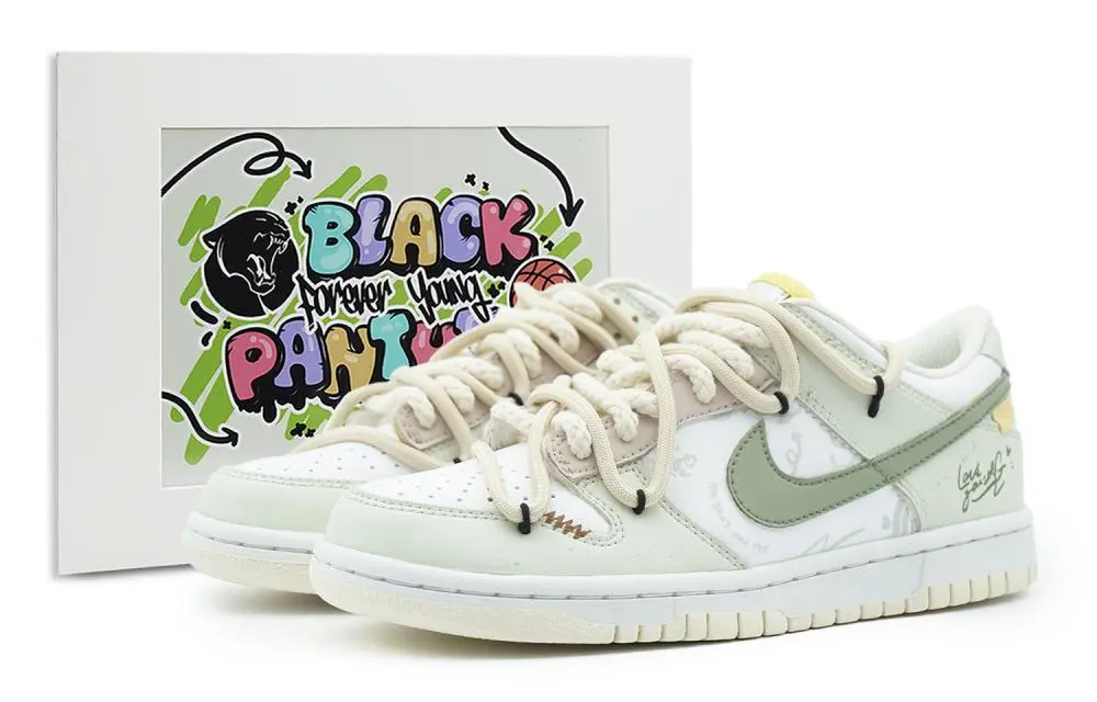 Nike Dunk Low top Skateboard Shoes GS Green White