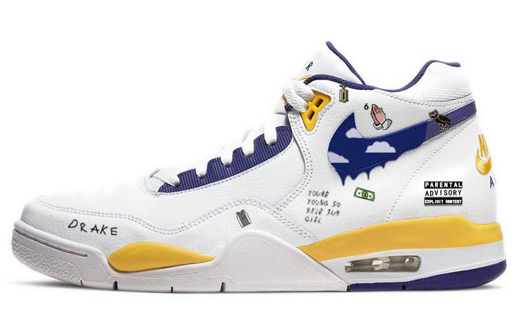 Nike Flight Legacy Low-Top Vintage Basketball Shoes Men's White Blue Yellow