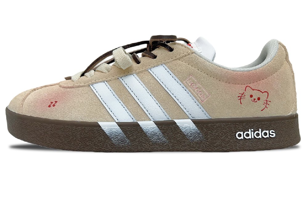 Adidas VL COURT 2.0 Cushioning, Wear Resistant Low Top Skateboard Shoes Unisex Apricot
