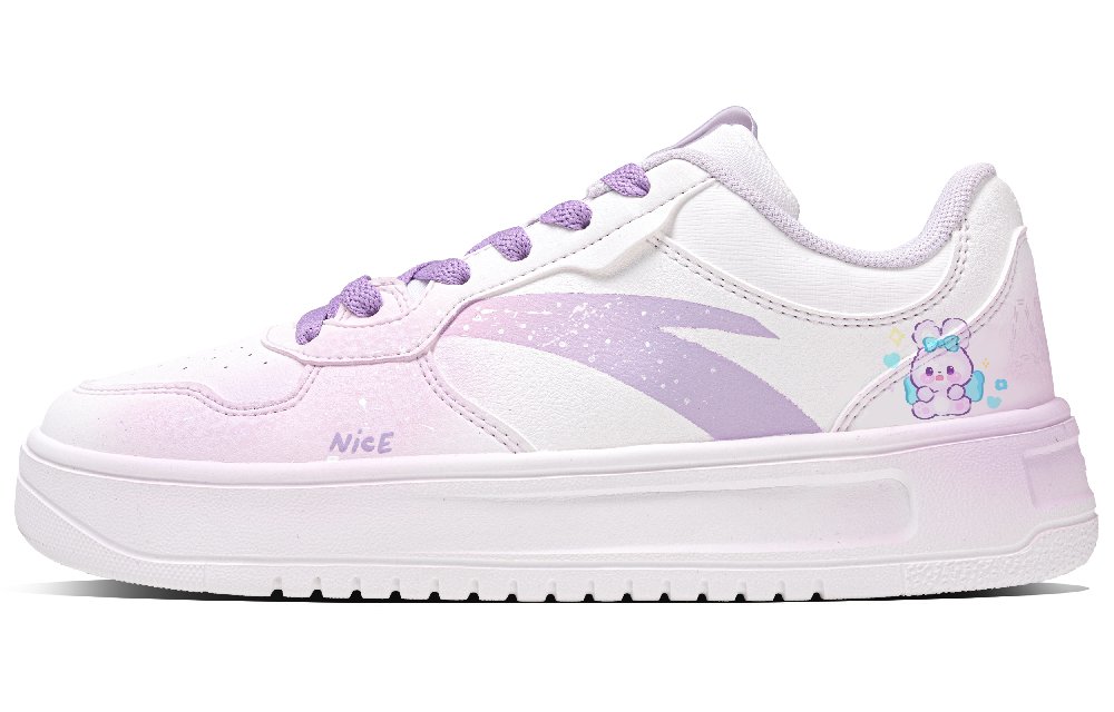 Anta Relaxed Abrasion Resistant Coverage Cushioning Low Top Skateboard Shoes Men's White Purple