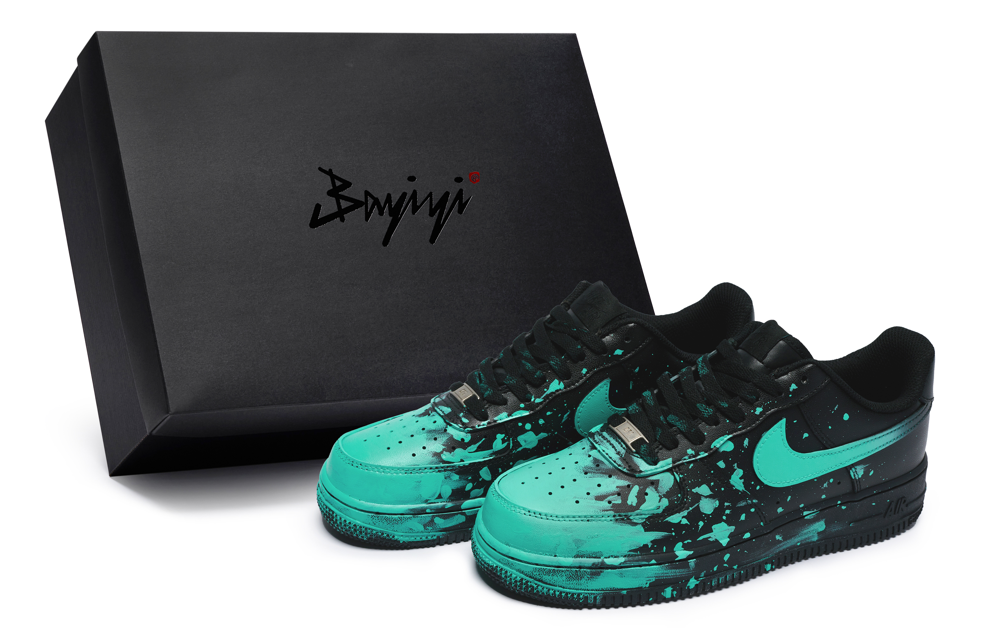 Nike Air Force 1 07 811 Manufacture Crazy Graffiti Green Special Shoe Box Low-Top Skateboard Shoes Unisex Black Cyan