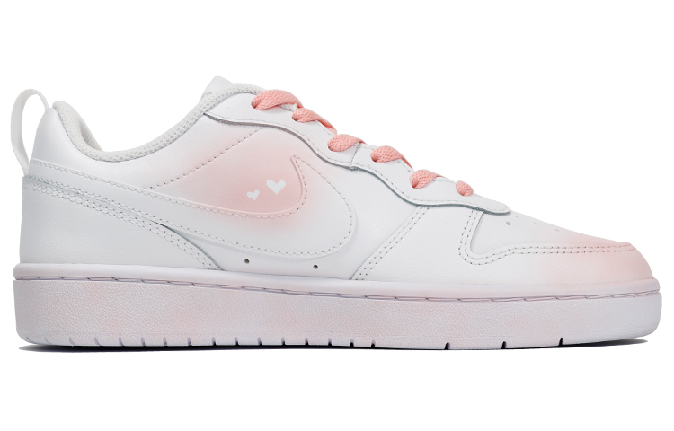 Nike Court Borough Low 2 Slip Resistant Cushioning Abrasion Resistant Skateboard Shoes GS Pink White