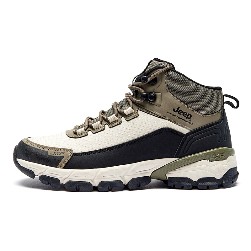 Jeep Mid Top Casual Shoes Men's Black Beige White