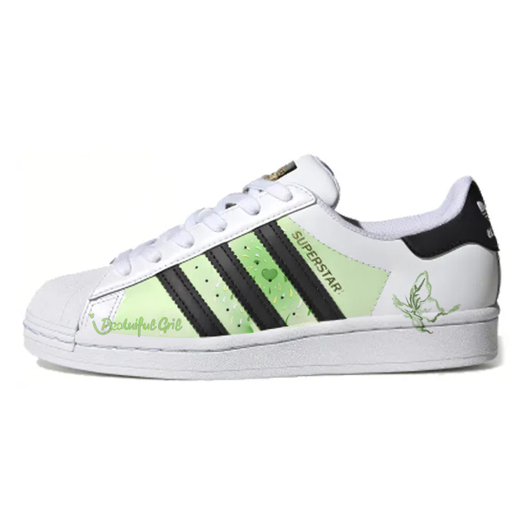 Adidas Originals Superstar Skateboard Shoes Unisex Low-Top White/Green