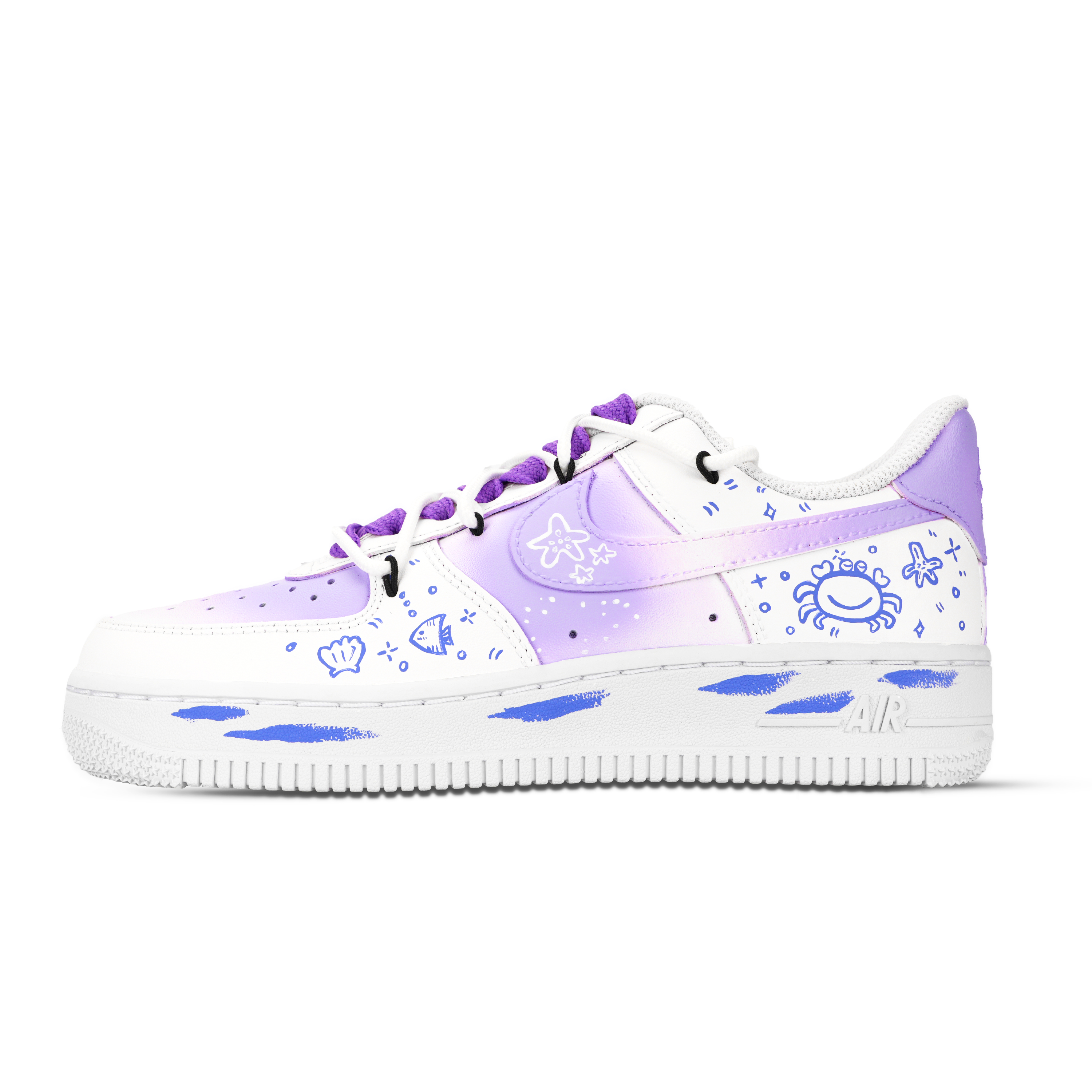 Nike Air Force 1 Ocean Paradise Abrasion Resistant Low top Skateboard Shoes Unisex Purple Blue White
