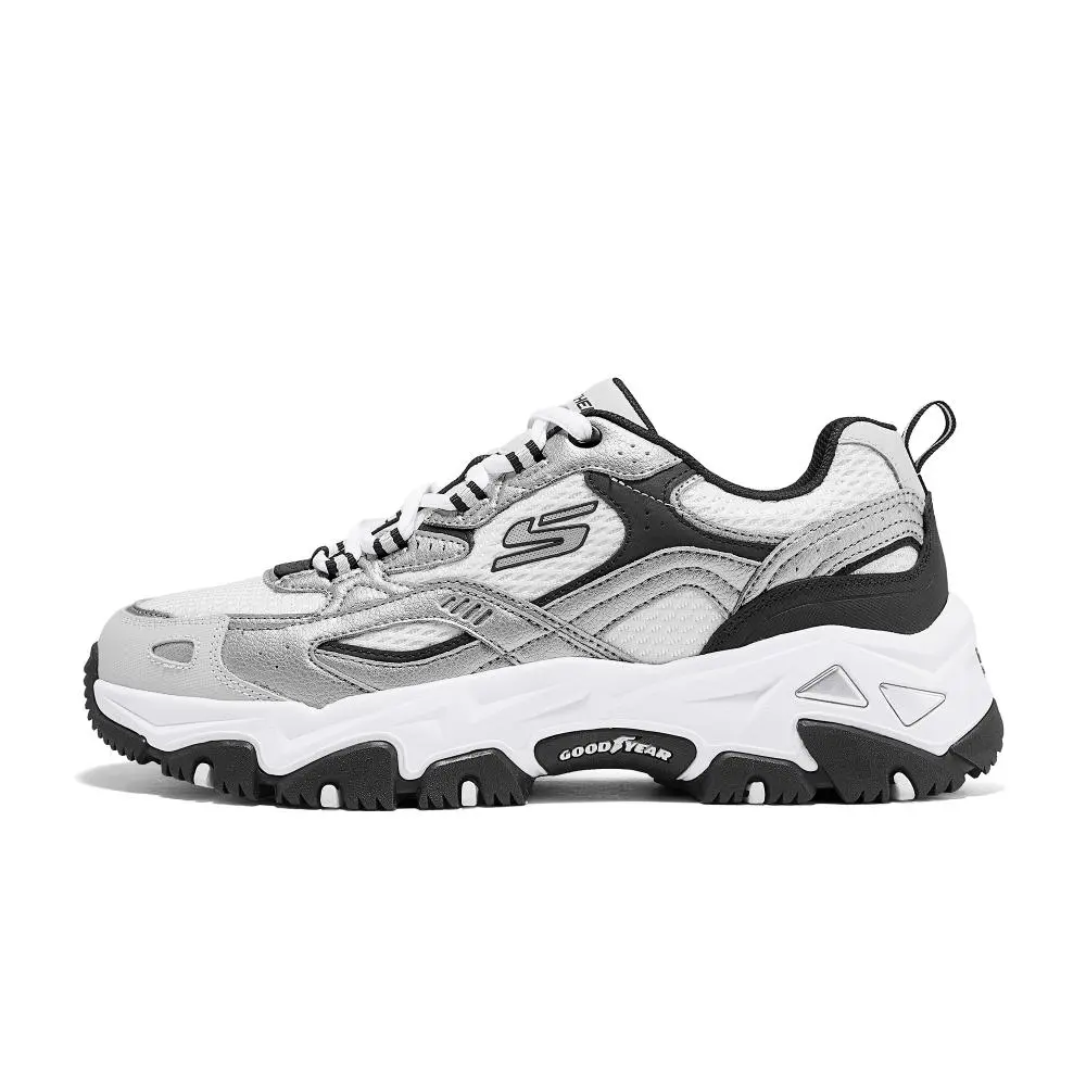 Skechers D'LITES Hiker Abrasion Resistant Breathable Height Increasing Low top Outdoor Shoes Men's Silver Black