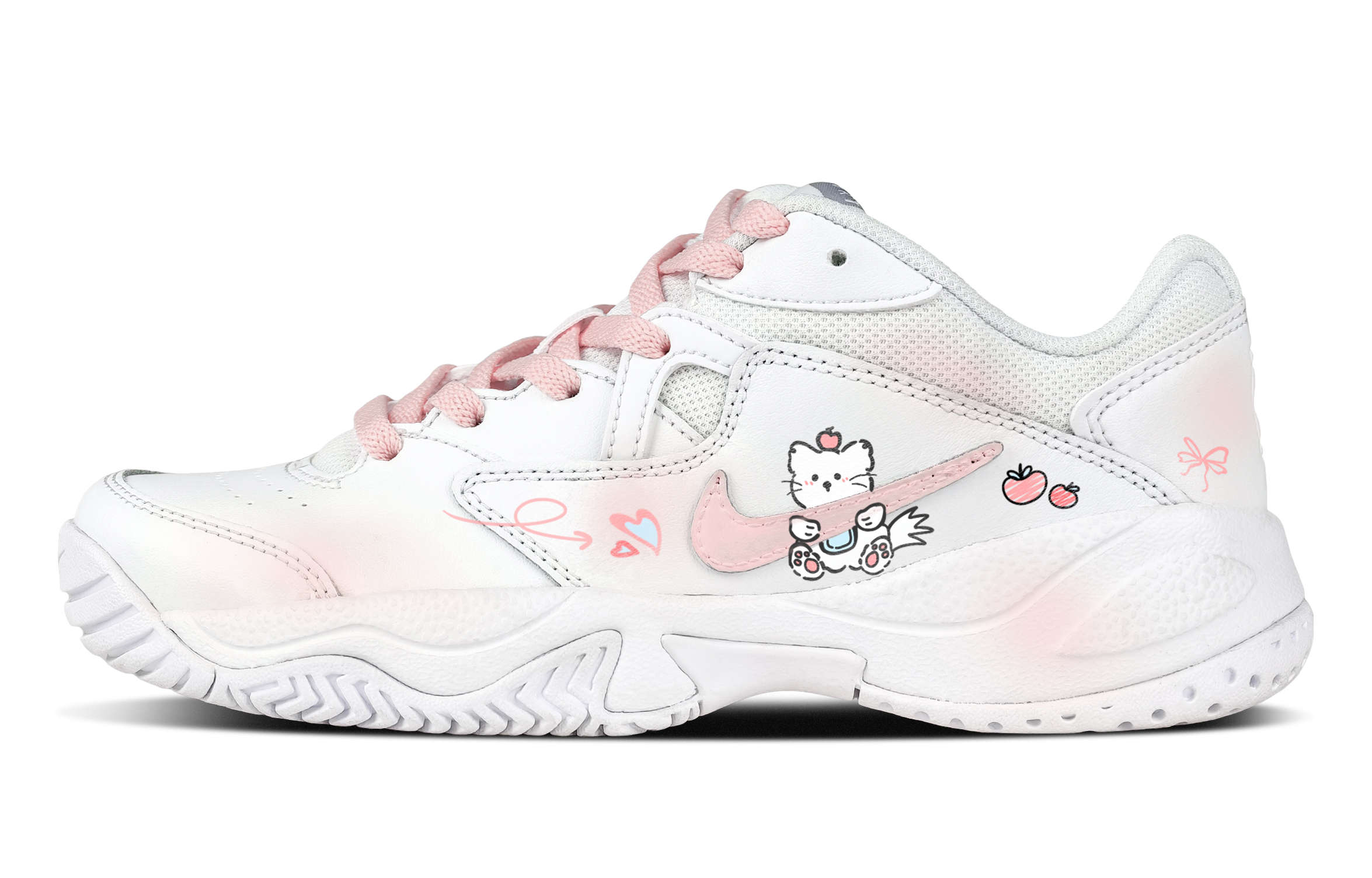 Nike Court Lite 2 Pink Kitten Special Box Abrasion Resistant Low top Tennis Shoes Women's Pink White