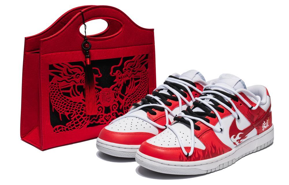 Nike Dunk Low-Top Skateboard Shoes Men's White Red