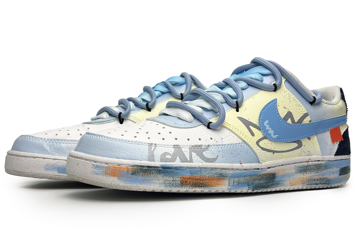 Nike Court Vision 1 Anti-Slip And Wear-Resistant Lightweight Low-Top Skateboard Shoes Women's Blue White купить в интернет-магазине Yoocart с быстрой доставкой по России.
