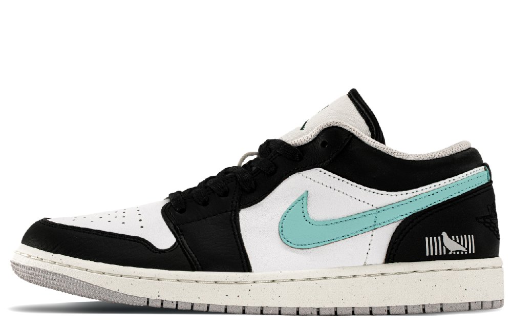 Jordan Air Jordan 1 Abrasion Resistant Breathable Low top Vintage Basketball Shoes Unisex Black White Blue