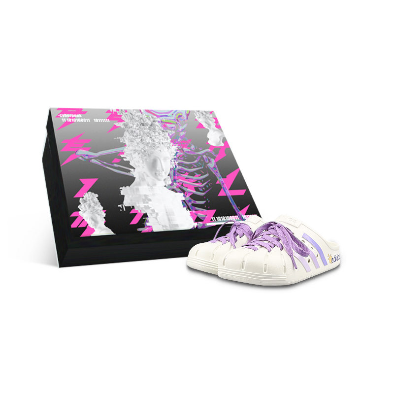 Adidas ADILETTE CLOGS Slip Resistant Closed Toe Slippers Unisex White Purple