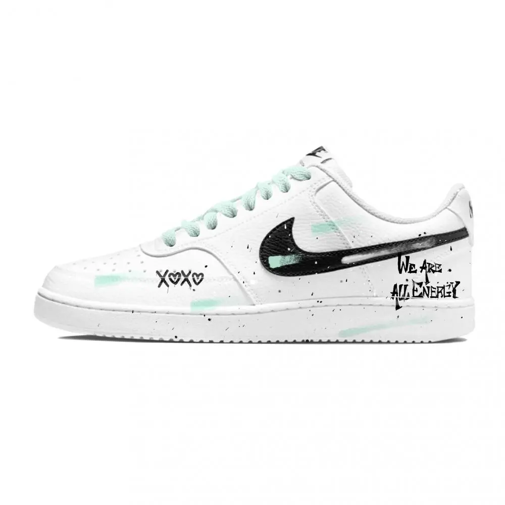 Nike Court Vision 1 Low top Skateboard Shoes Men's White Green