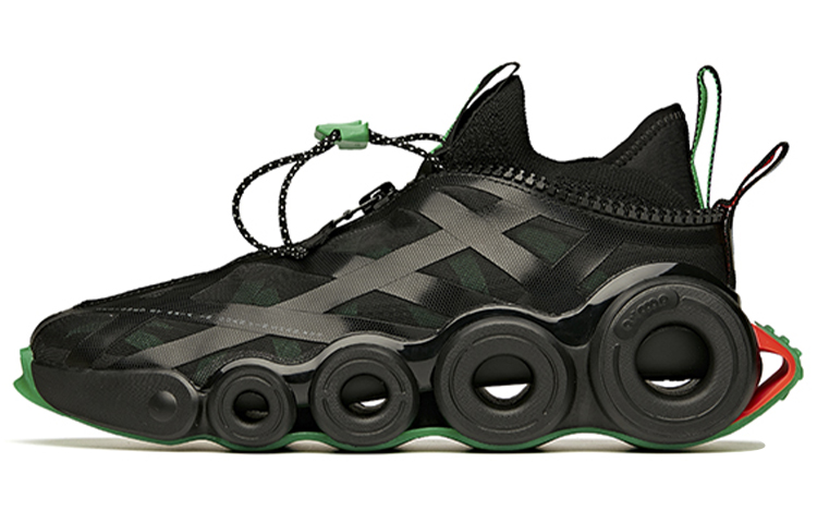 Anta Star Stream Shock Absorbers Slip Resistant Abrasion Resistant Breathable Low Top Running Shoes Men's Black Green