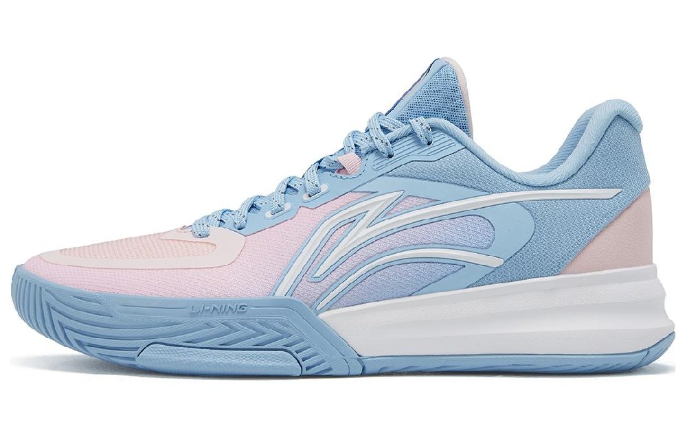 LiNing Flash 3 Shock Absorbers Slip Resistant Abrasion Resistant Low top Basketball Shoes Men's Blue Pink