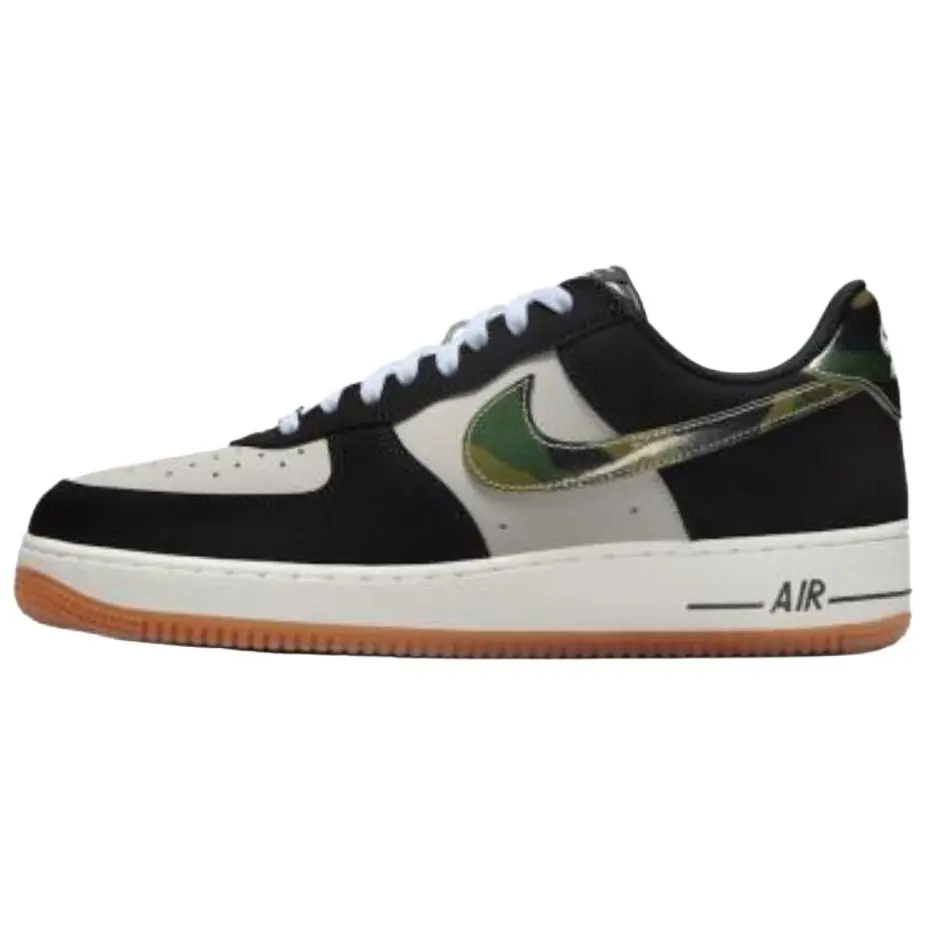 Nike Air Force 1 Abrasion Resistant Low top Skateboard Shoes Unisex Beige Black