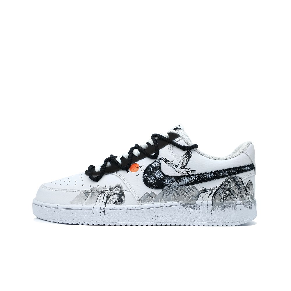 Nike Court Vision 1 Low-Top Skateboard Shoes Men's Black White