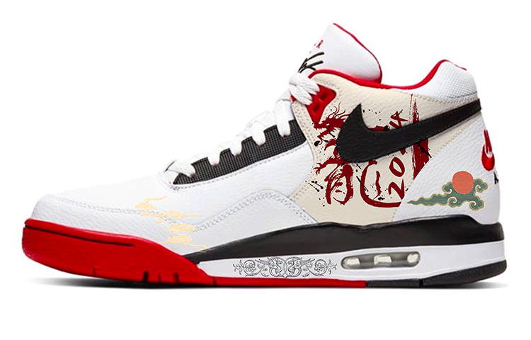 Nike Flight Legacy Mid-Top Vintage Basketball Shoes Men's Red White