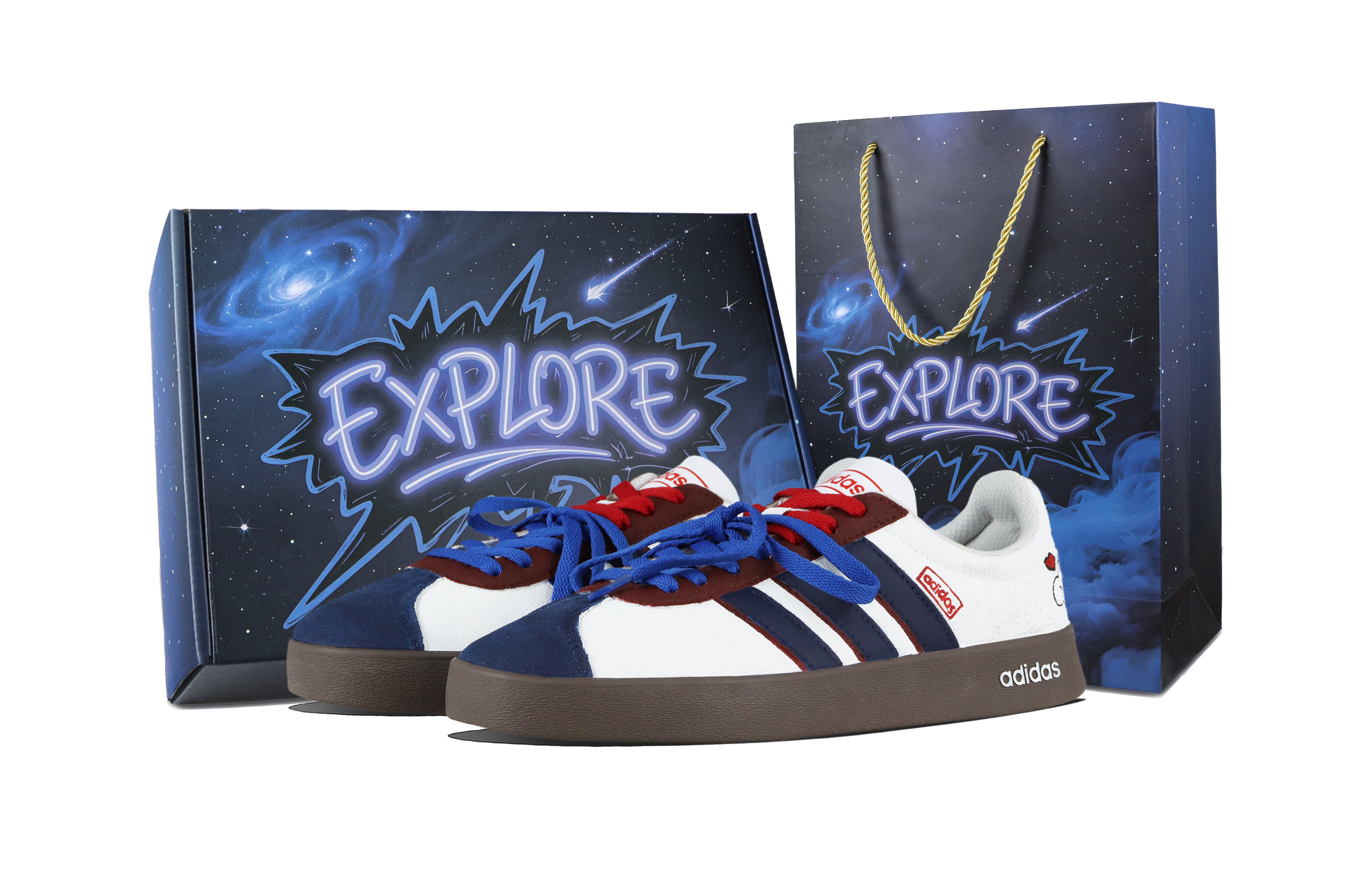 Adidas VL COURT 2.0 Love Confession Cushioning, Wear Resistant Low top Skateboard Shoes Unisex Blue