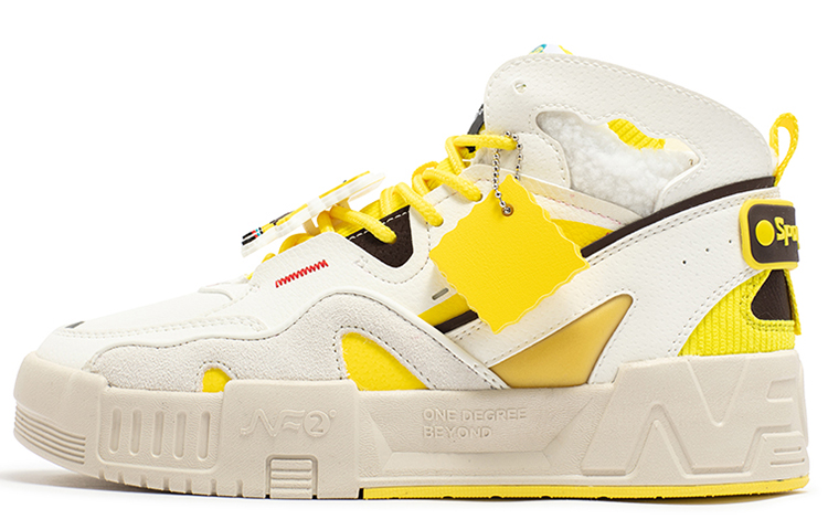 361° Warm Anti-Slip And Wear-Resistant High-Top Skateboard Shoes Women's White Yellow