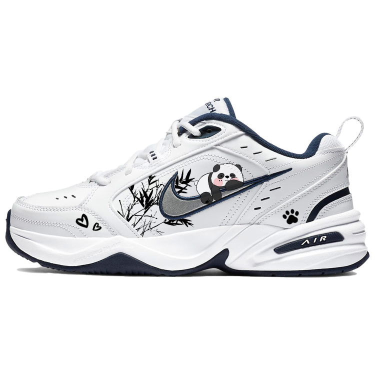 Nike Air Monarch 4 Hook-Embracing Panda Bamboo Forest Panda Low-Top Chunky Sneakers Unisex Blue White