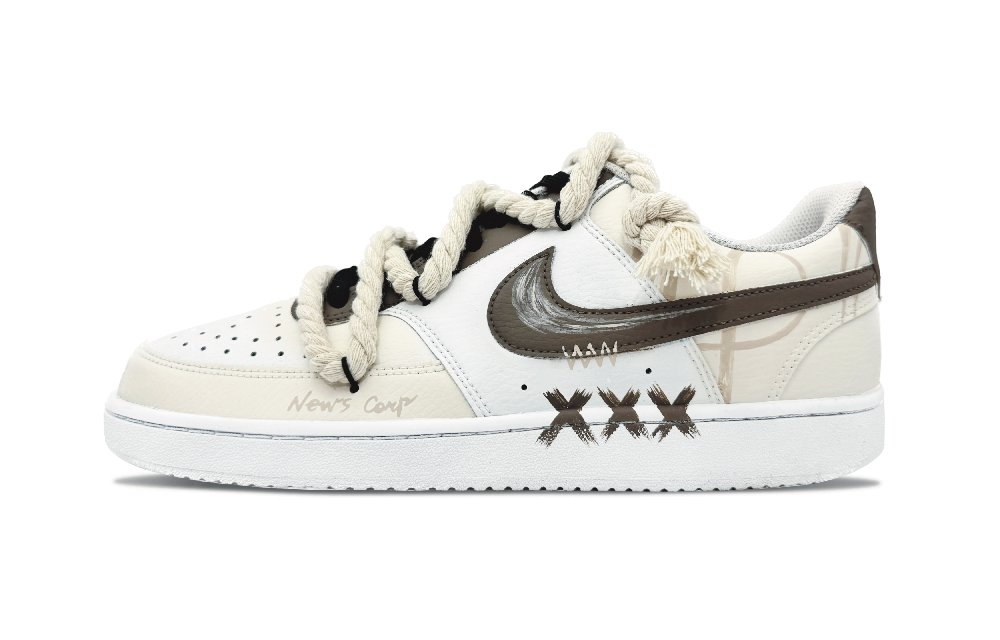 Nike Court Vision 1 Anti-Slip Wear-Resistant Low-Top Skateboard Shoes Women's Beige Brown