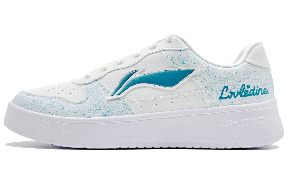 LiNing Pontoon Boats Anti Slip Wear Resistant Low Top Skateboard Shoes Unisex White Blue