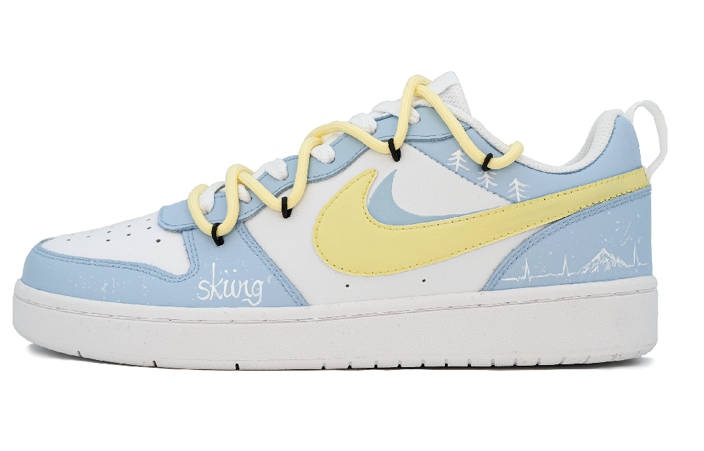 Nike Court Borough Slip-Resistant Cushioning Low-Top Skateboard Shoes GS Yellow Blue