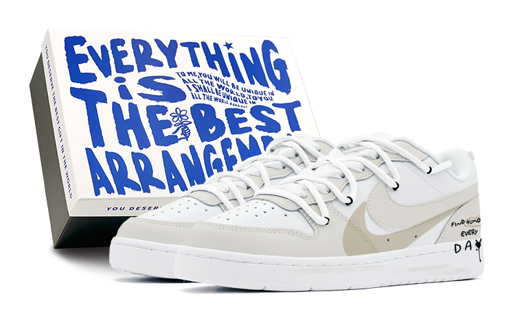 Nike Court Borough Low Top Skateboard Shoes GS White Brown