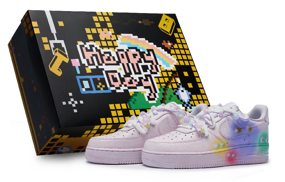 Nike Air Force 1 Skateboard Shoes Women's Low-Top Green/Purple/Yellow