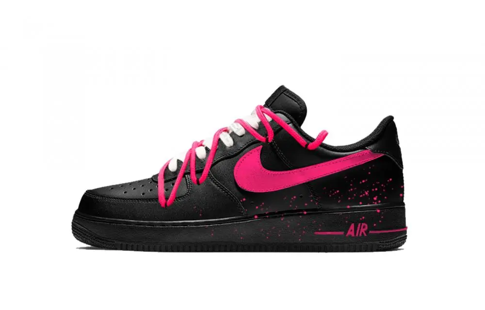 Nike Air Force 1 Dark Night Electronic Music Abrasion Resistant Low Top Skateboard Shoes Unisex Black Pink