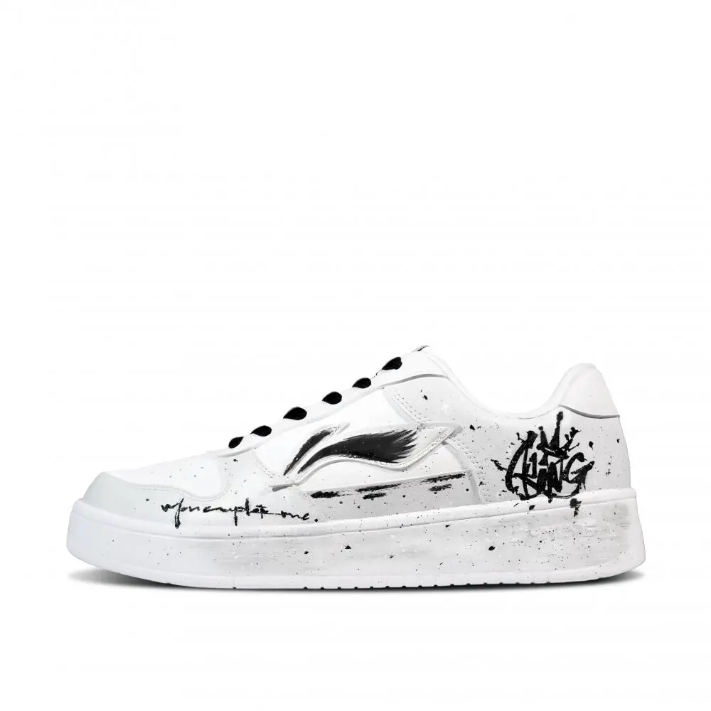 LiNing Pontoon Boats Slip Resistant Abrasion Resistant Low top Skateboard Shoes Men's White Black