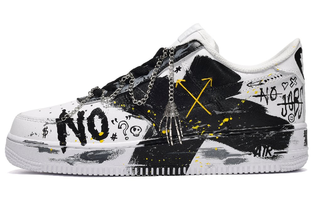 Nike Air Force 1 CUS ID Low-Top Skateboard Shoes Women's Black White