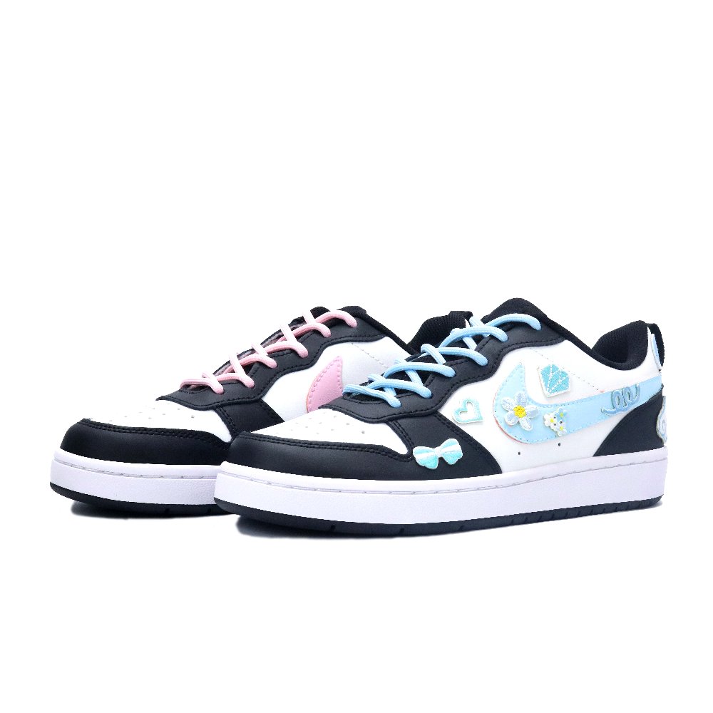 Nike Court Borough 2 Lightweight And Breathable Low Top Skateboard Shoes Women's Blue Pink