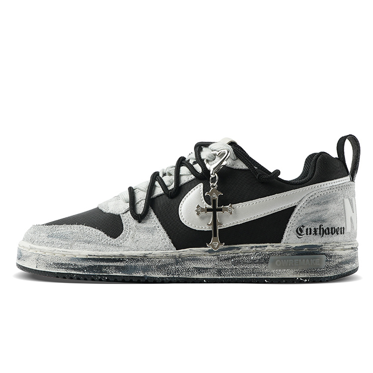 Nike Court Borough Anti-Slip Wear-Resistant Low-Top Skateboard Shoes Men's Black White
