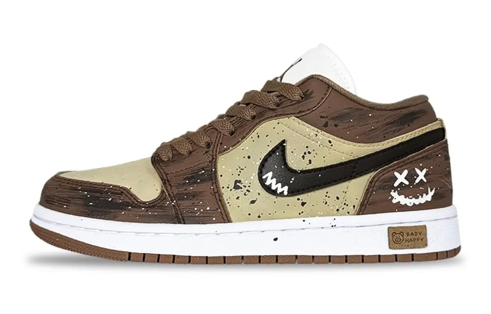 Jordan Air Jordan 1 Lucifer Abrasion Resistant Low top Vintage Basketball Shoes Unisex Brown