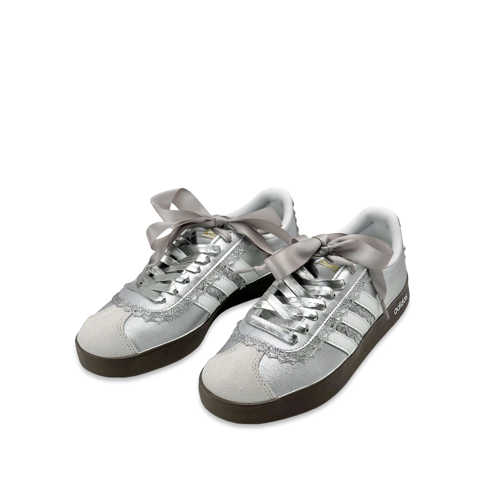 Adidas Neo VL Court 2.0 Slip Resistant Low Top Skateboard Shoes Unisex Silver