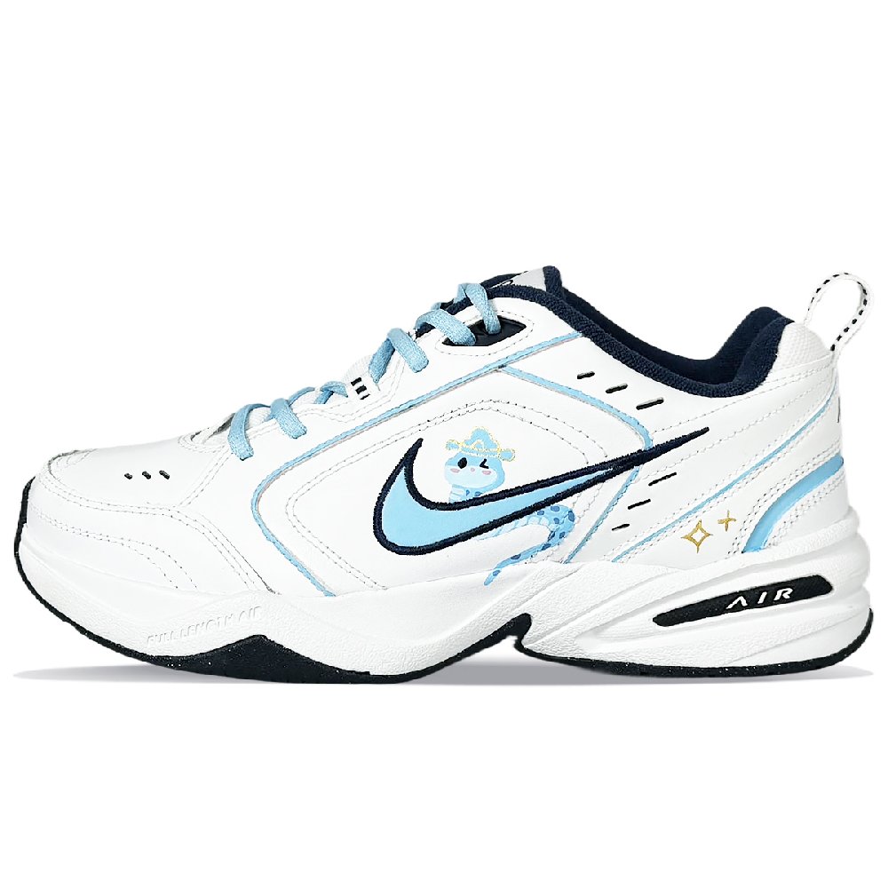 Nike Air Monarch 4 Slip Resistant Low Top Chunky Sneakers Unisex Blue White